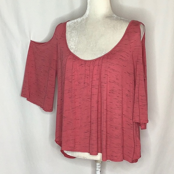 H.I.P. Pink Jersey Knit Cold Shoulder Top Size M - Picture 3 of 9